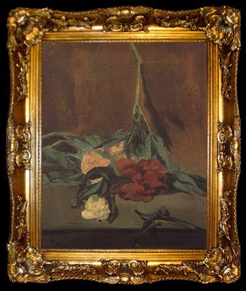 framed  Edouard Manet Vase of Peonise on a Pedestal (mk40), ta009-2